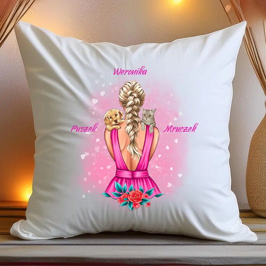 Poduszka personalizowana dla kobiety - ze zwierzakami #16