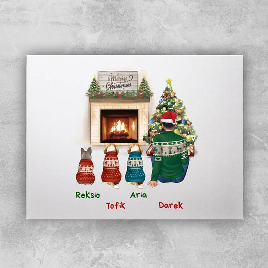 Obraz personalizowany świąteczny dla mężczyzny - pieski #650