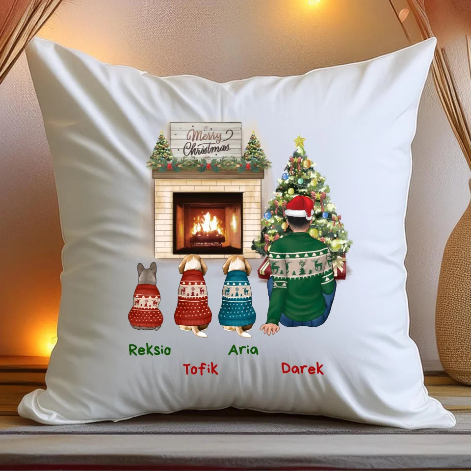 Poduszka personalizowana świąteczna dla mężczyzny - pieski #650