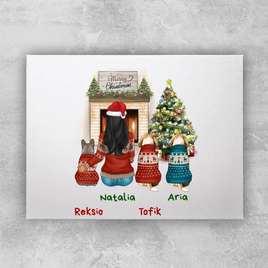 Obraz personalizowany świąteczny dla kobiety - pieski #513