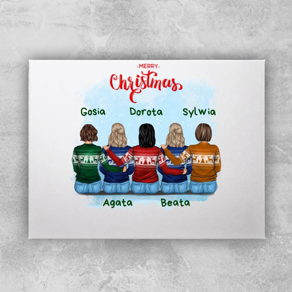 Obraz personalizowany świąteczny dla przyjaciółek 2-5 osób #126