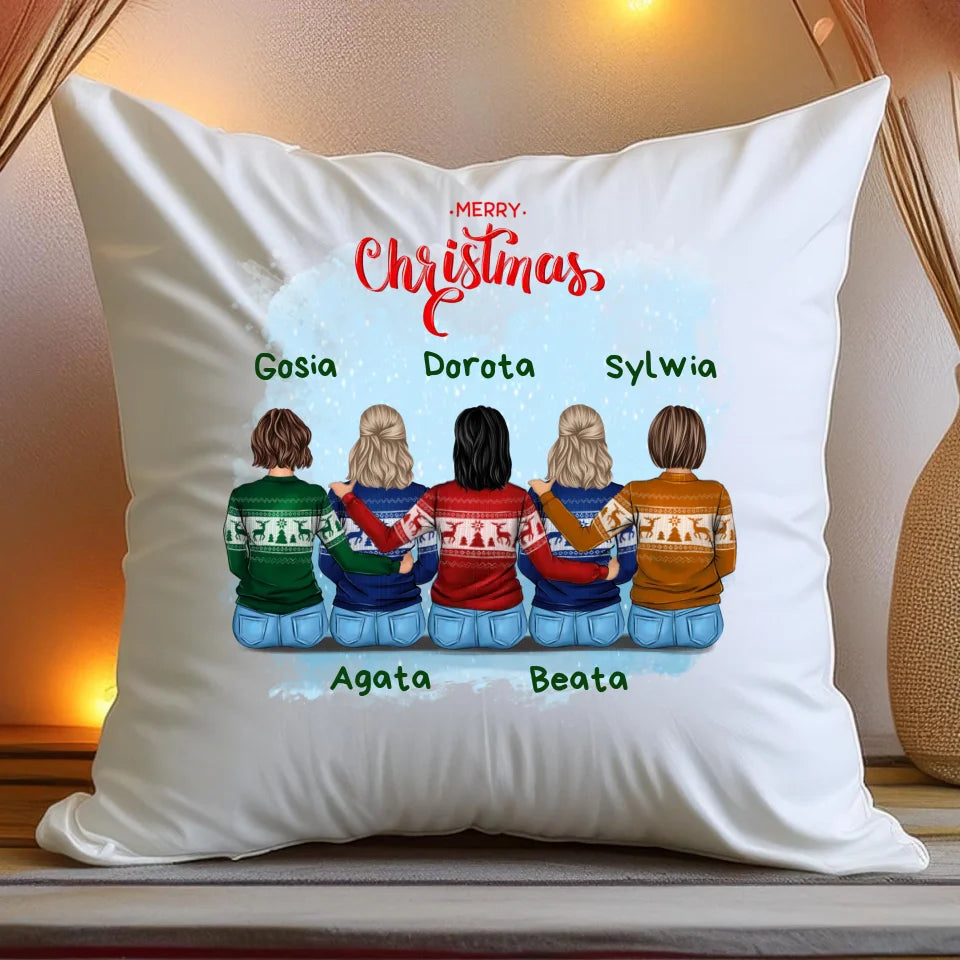 Poduszka personalizowana świąteczna dla przyjaciółek 2-5 osób #126