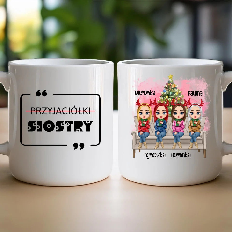 Kubek personalizowany świąteczny dla przyjaciółek 1-4 osób #123