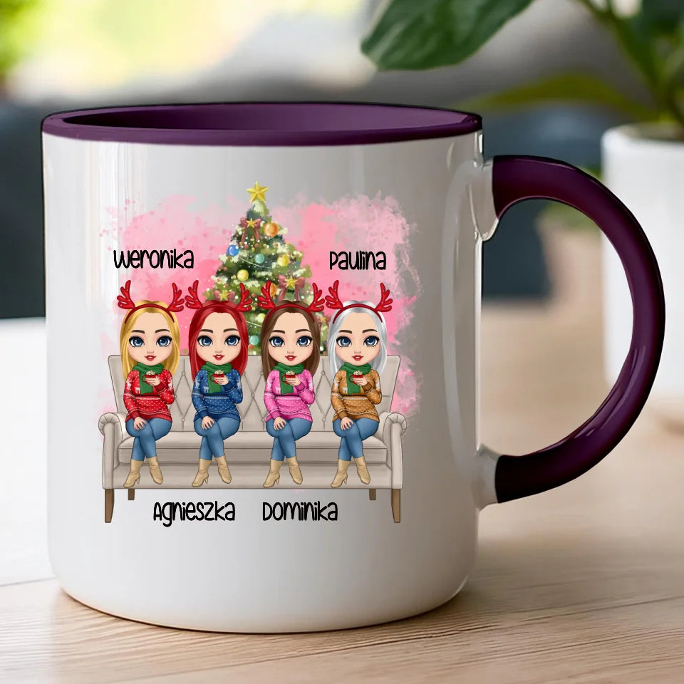 Kubek personalizowany świąteczny dla przyjaciółek 1-4 osób #123
