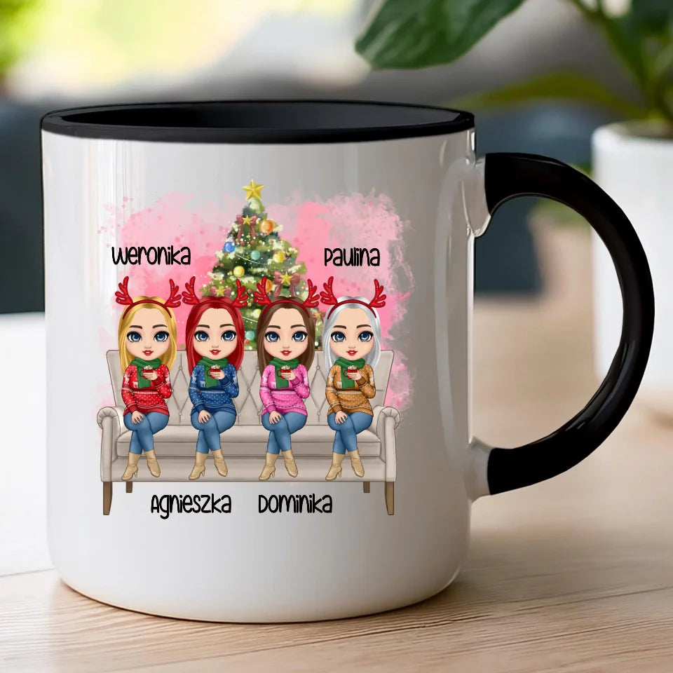 Kubek personalizowany świąteczny dla przyjaciółek 1-4 osób #123