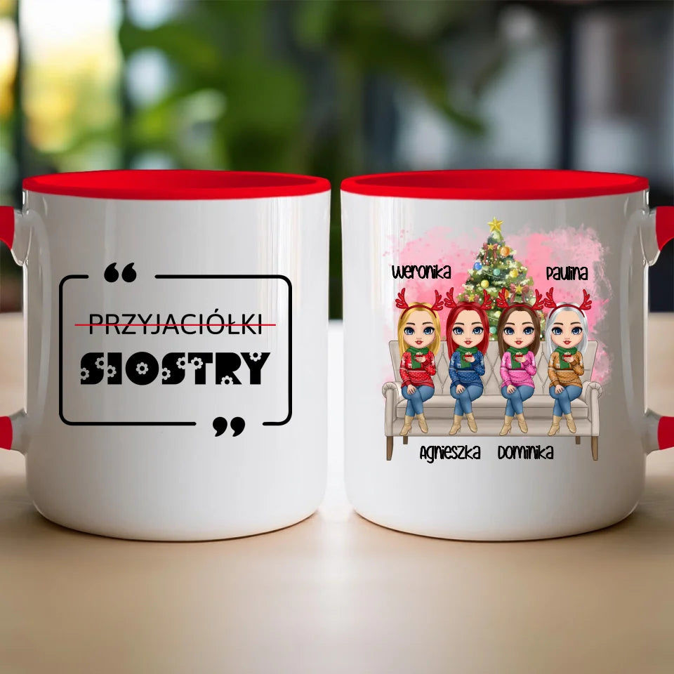 Kubek personalizowany świąteczny dla przyjaciółek 1-4 osób #123
