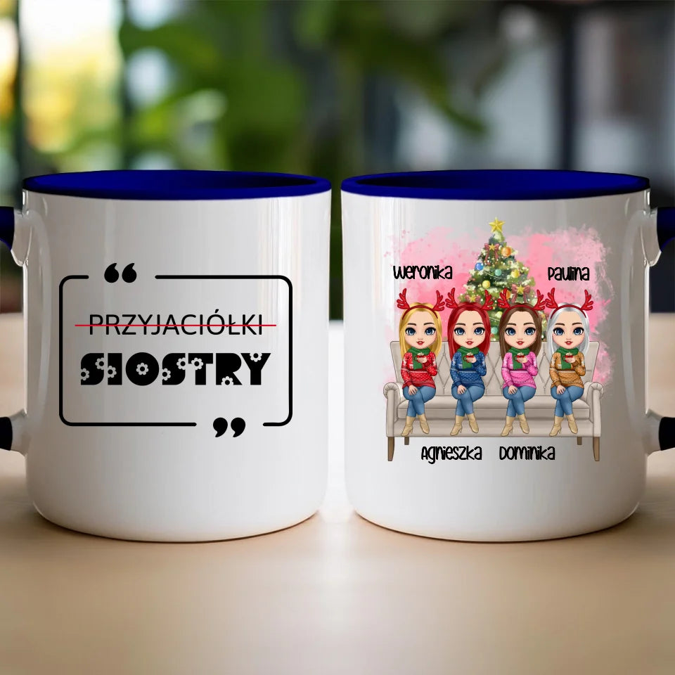 Kubek personalizowany świąteczny dla przyjaciółek 1-4 osób #123