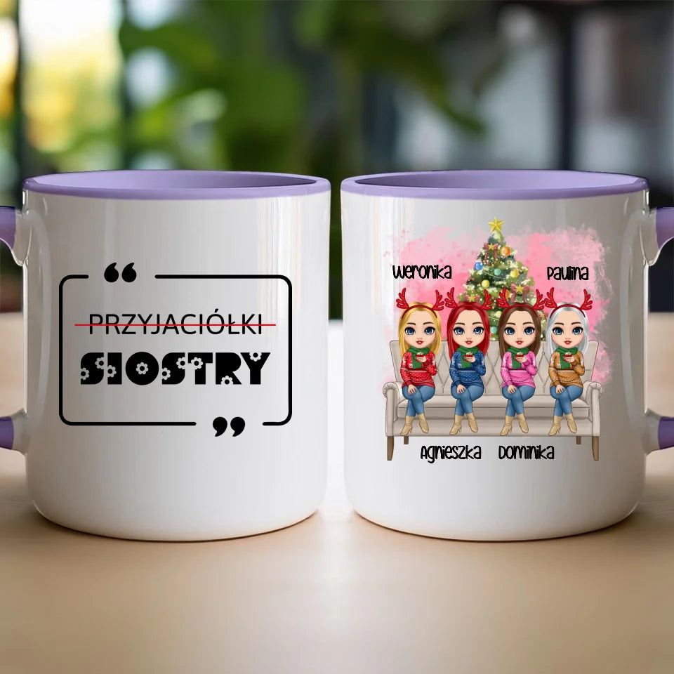 Kubek personalizowany świąteczny dla przyjaciółek 1-4 osób #123