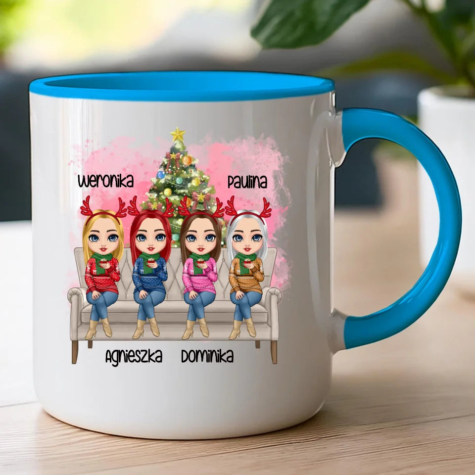 Kubek personalizowany świąteczny dla przyjaciółek 1-4 osób #123