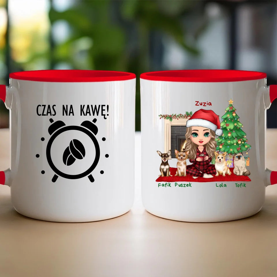 Kubek personalizowany dla kobiety - świąteczne zwierzaki #511