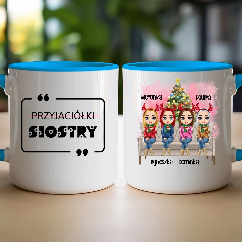Kubek personalizowany świąteczny dla przyjaciółek 1-4 osób #123