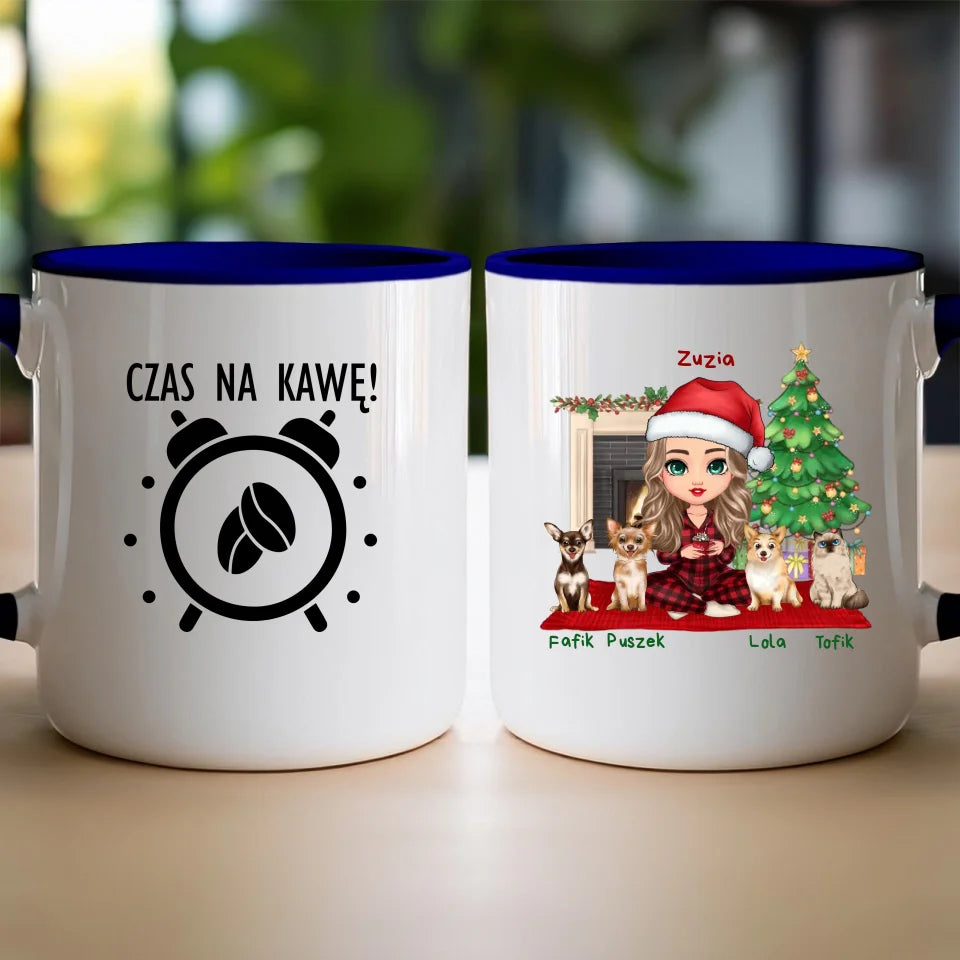 Kubek personalizowany dla kobiety - świąteczne zwierzaki #511