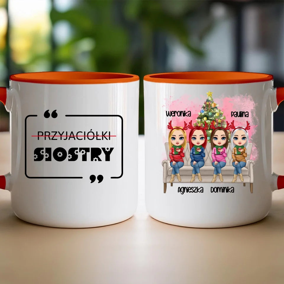 Kubek personalizowany świąteczny dla przyjaciółek 1-4 osób #123