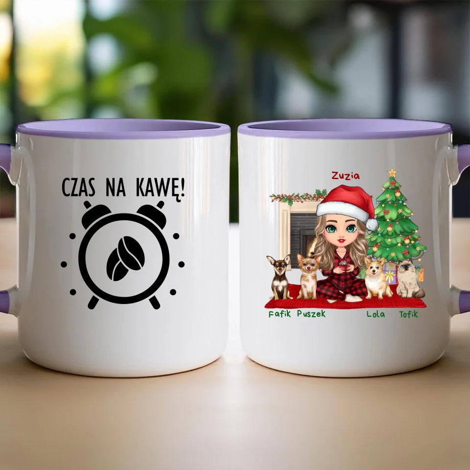 Kubek personalizowany dla kobiety - świąteczne zwierzaki #511