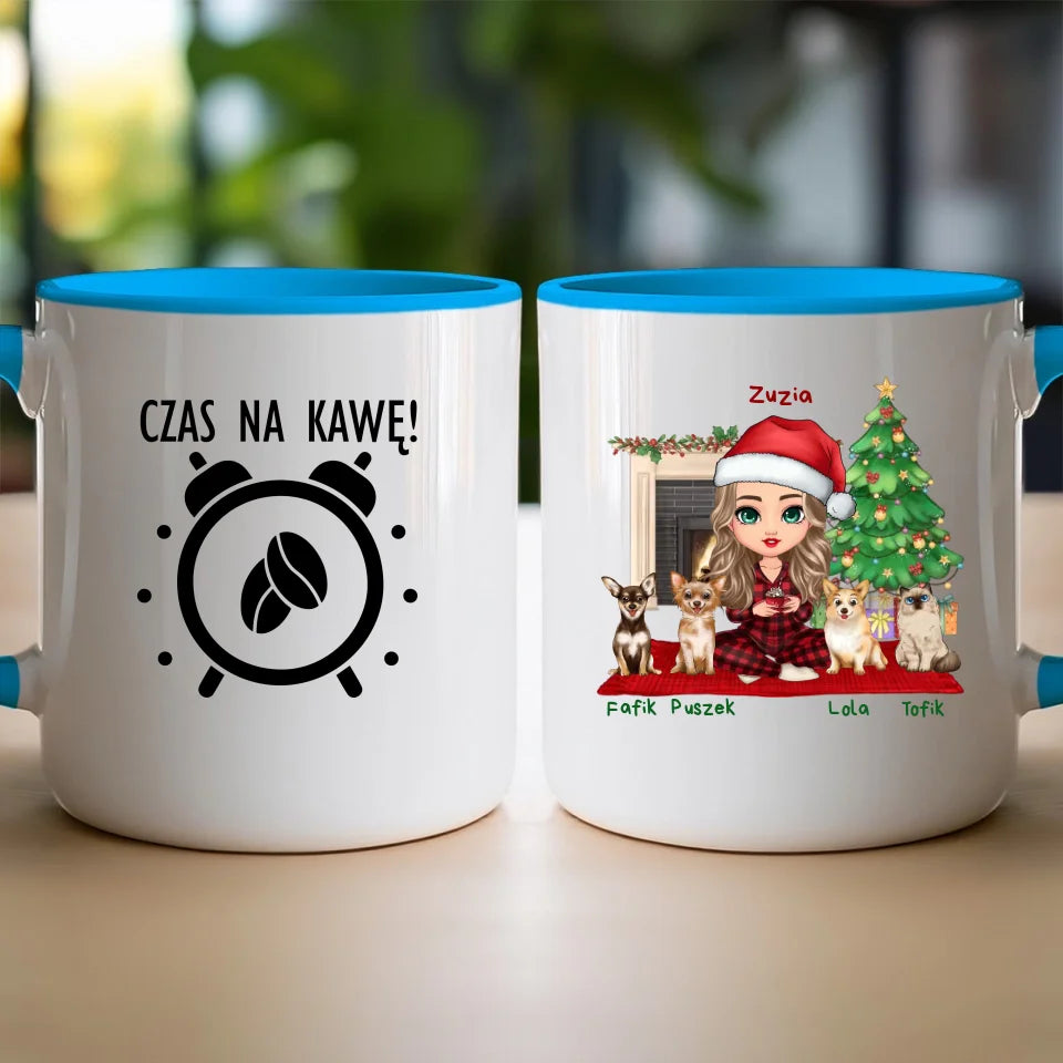 Kubek personalizowany dla kobiety - świąteczne zwierzaki #511