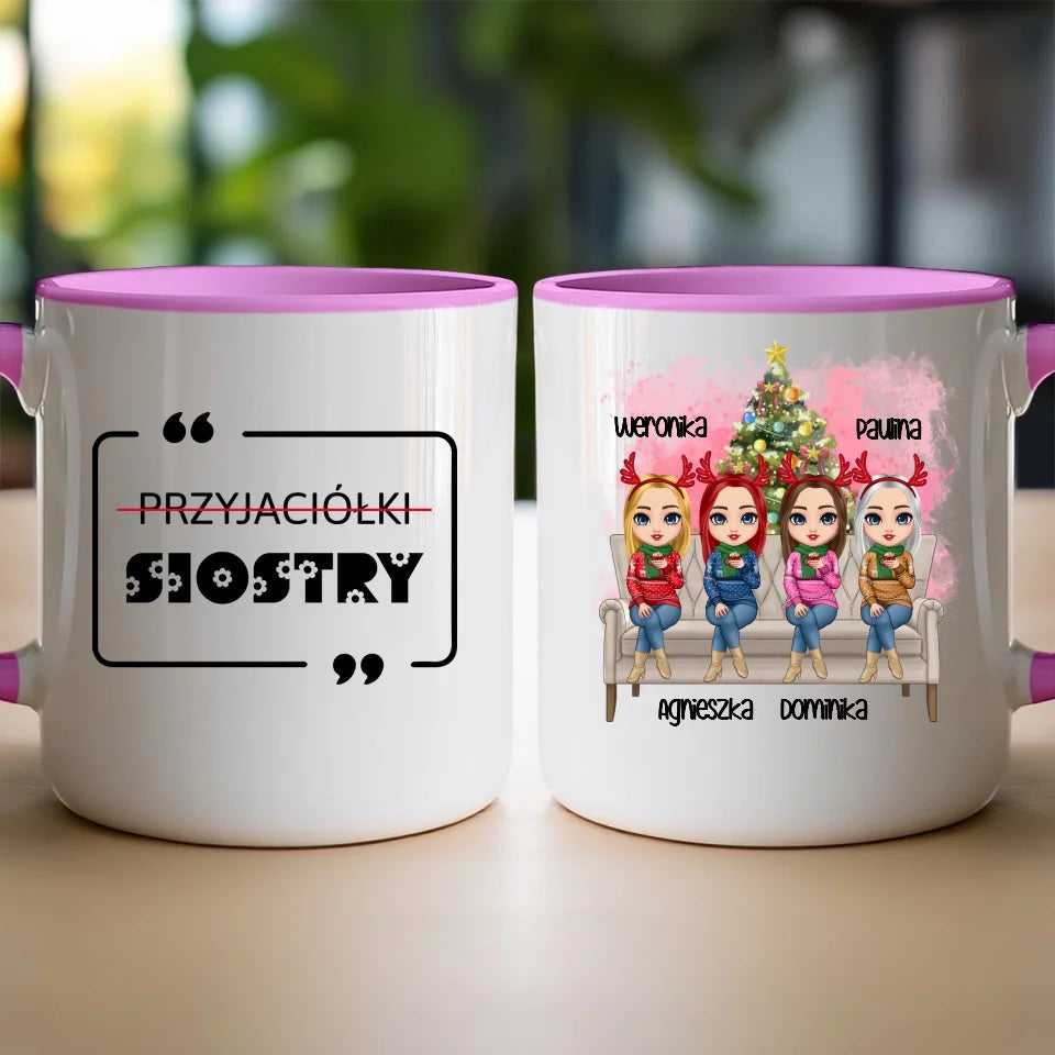 Kubek personalizowany świąteczny dla przyjaciółek 1-4 osób #123