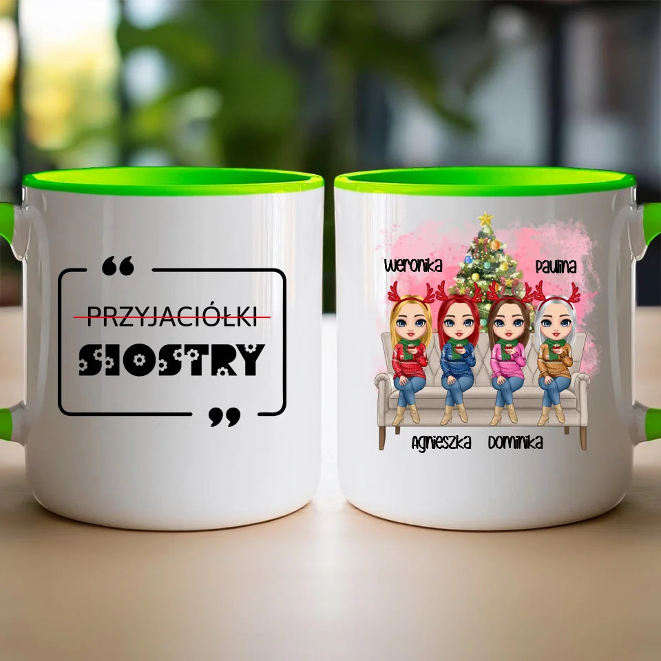 Kubek personalizowany świąteczny dla przyjaciółek 1-4 osób #123