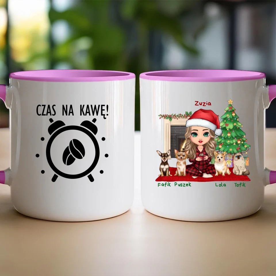 Kubek personalizowany dla kobiety - świąteczne zwierzaki #511