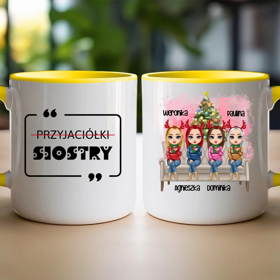 Kubek personalizowany świąteczny dla przyjaciółek 1-4 osób #123