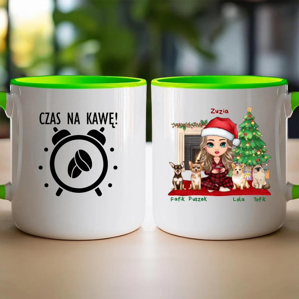 Kubek personalizowany dla kobiety - świąteczne zwierzaki #511