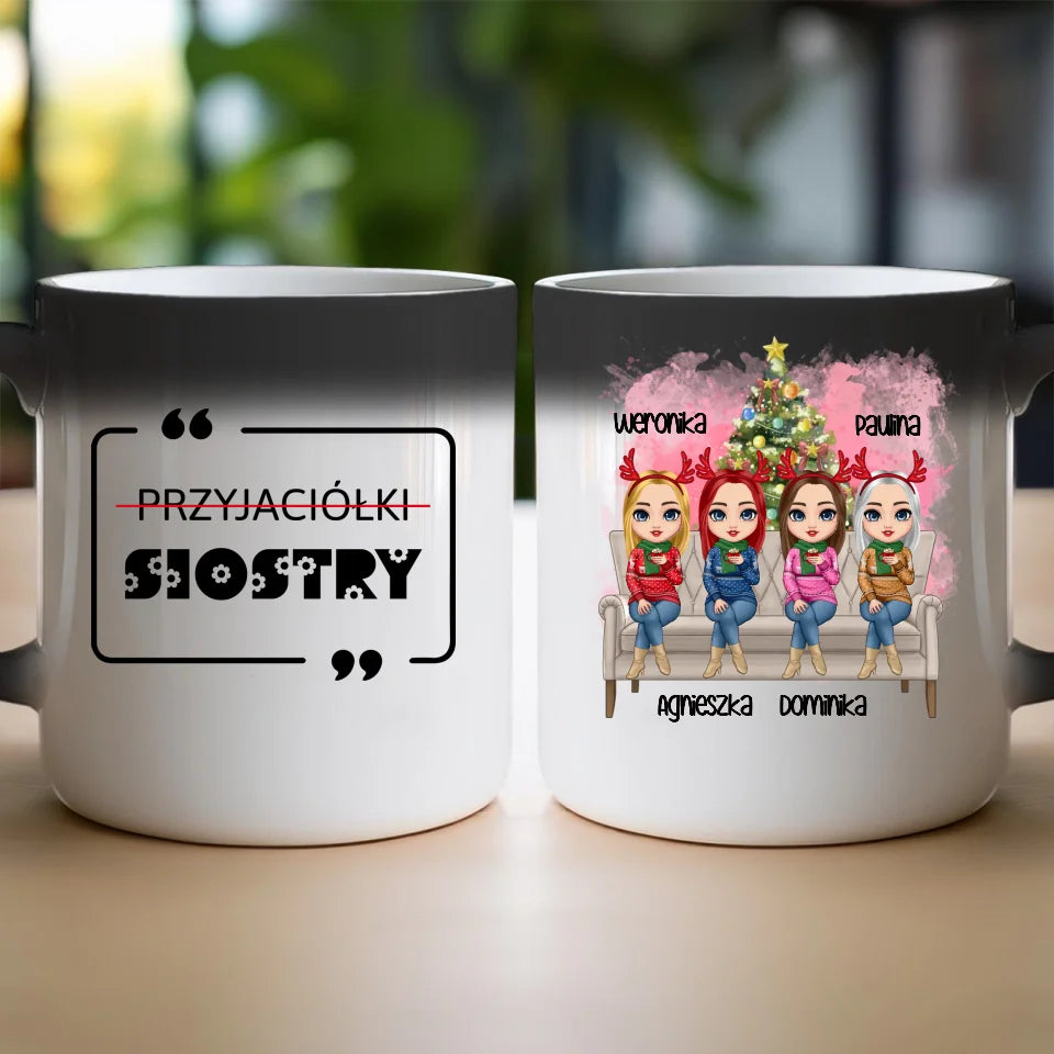 Kubek personalizowany świąteczny dla przyjaciółek 1-4 osób #123