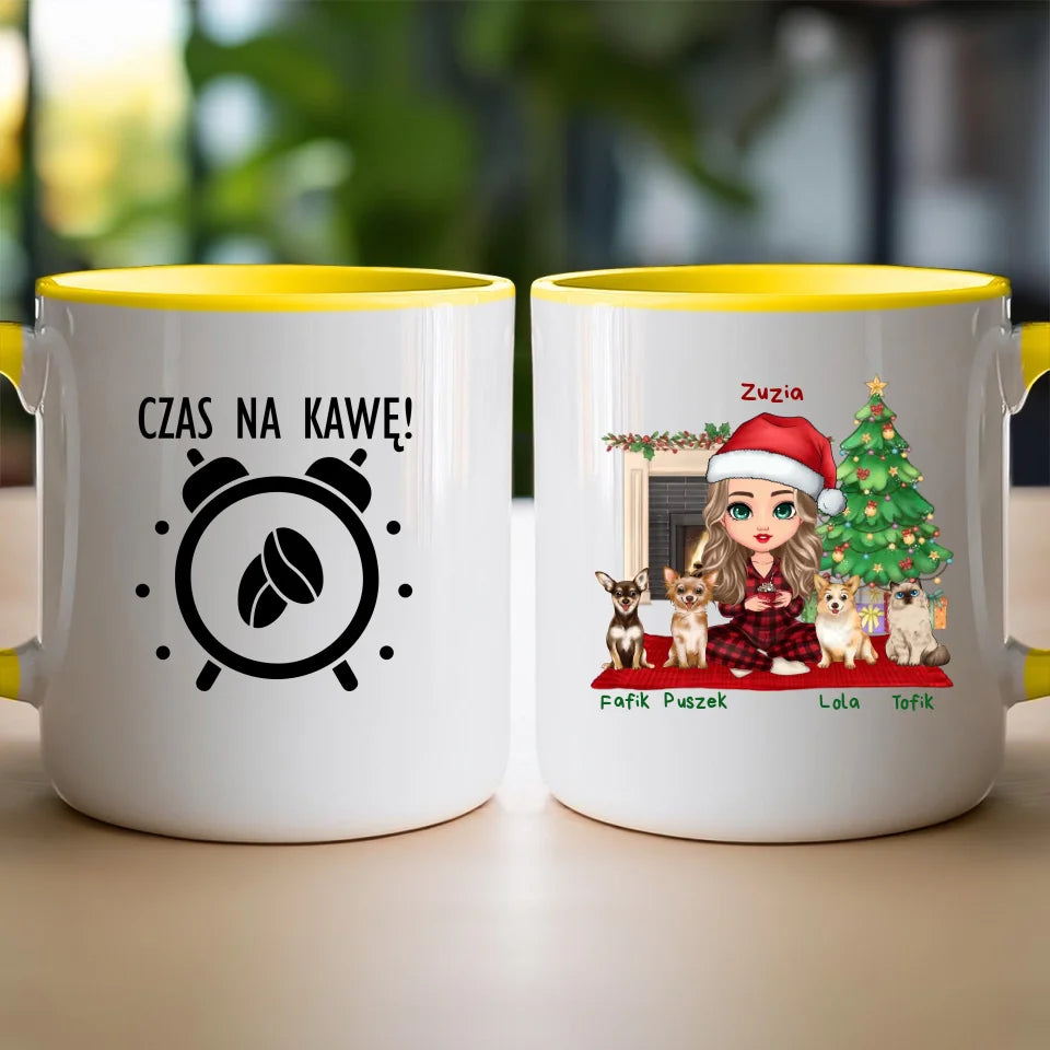 Kubek personalizowany dla kobiety - świąteczne zwierzaki #511