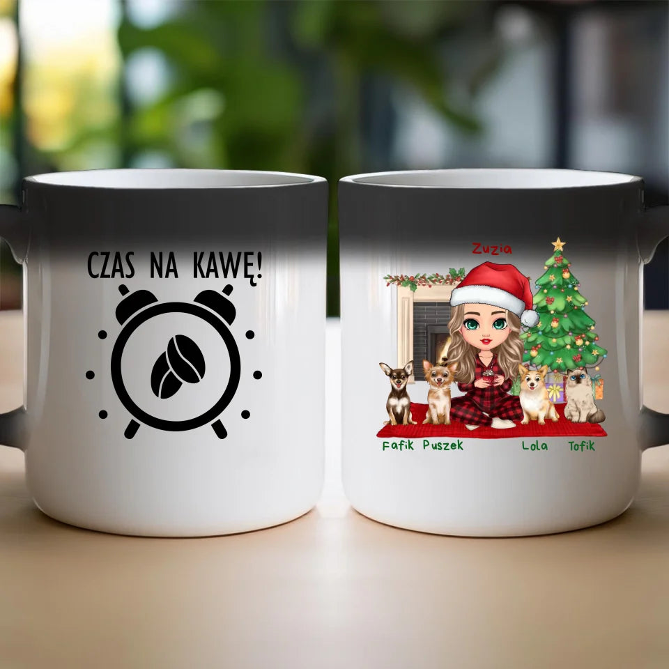 Kubek personalizowany dla kobiety - świąteczne zwierzaki #511
