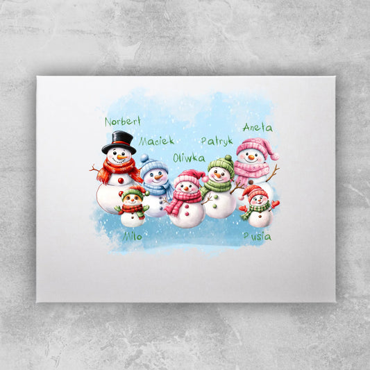 Obraz personalizowany świąteczny dla rodziny - ze zwierzętami #807