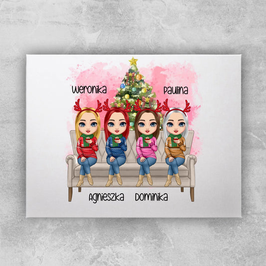 Obraz personalizowany świąteczny dla przyjaciółek 1-4 osób #123