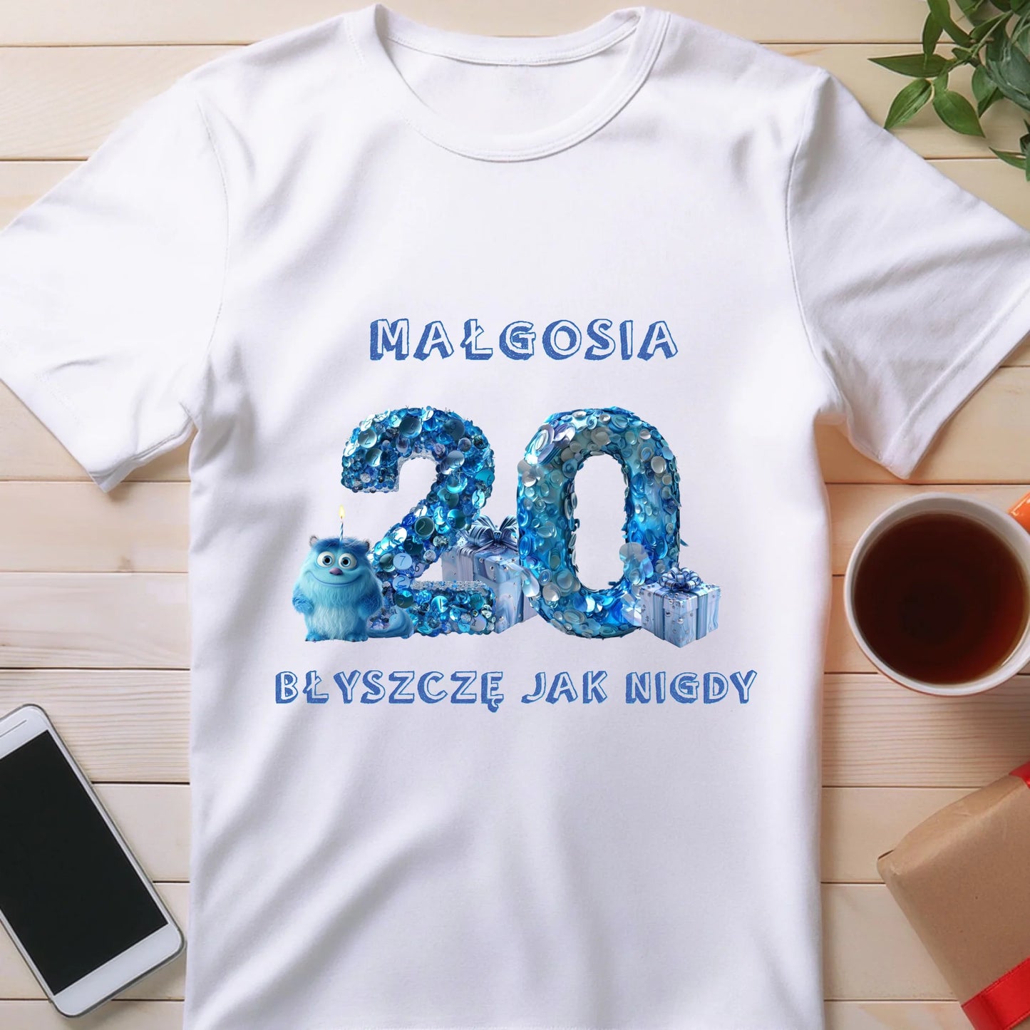 Koszulka personalizowana na urodziny - niebieski motyw #5009