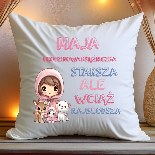 Poduszka personalizowana na urodziny - urodzinowa księżniczka #5007