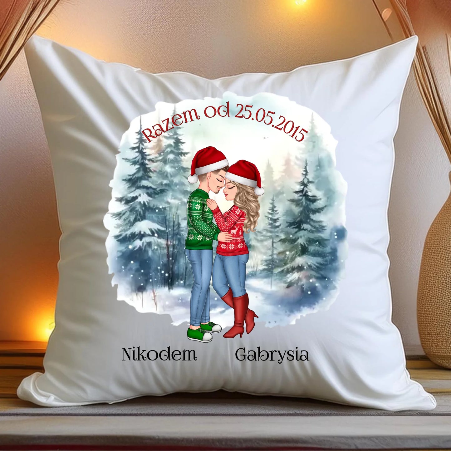 Poduszka personalizowana świąteczna dla par #51