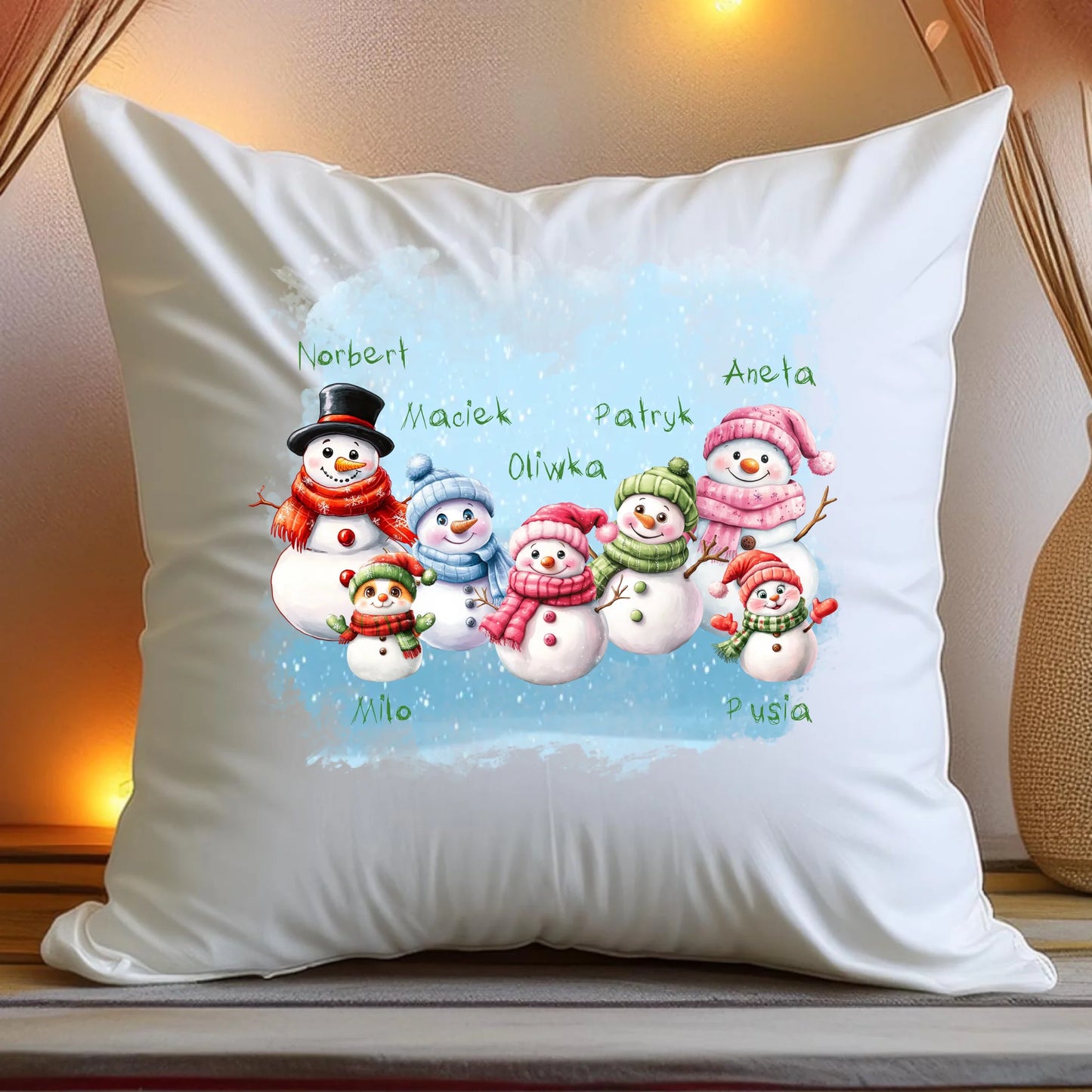 Poduszka personalizowana świąteczna dla rodziny - ze zwierzętami #807