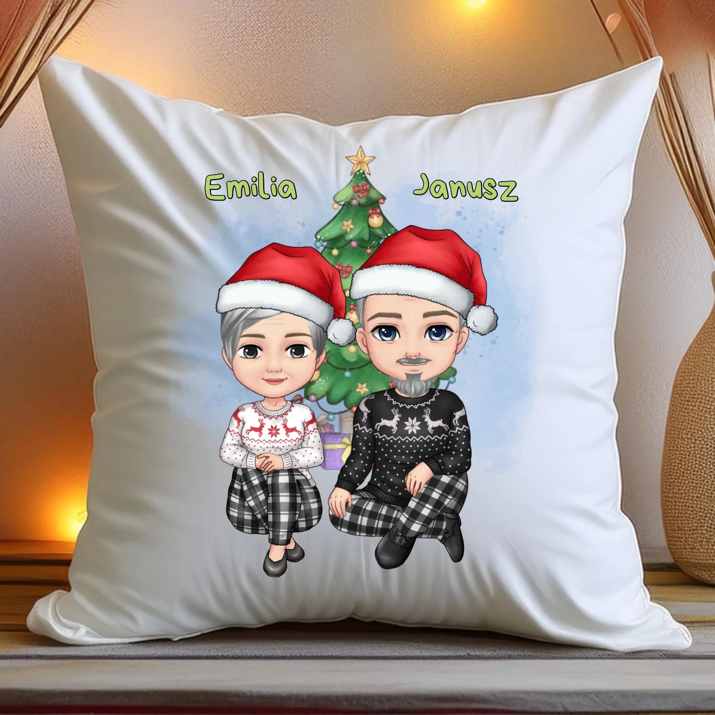 Poduszka personalizowana świąteczna dla babci i dziadka #603