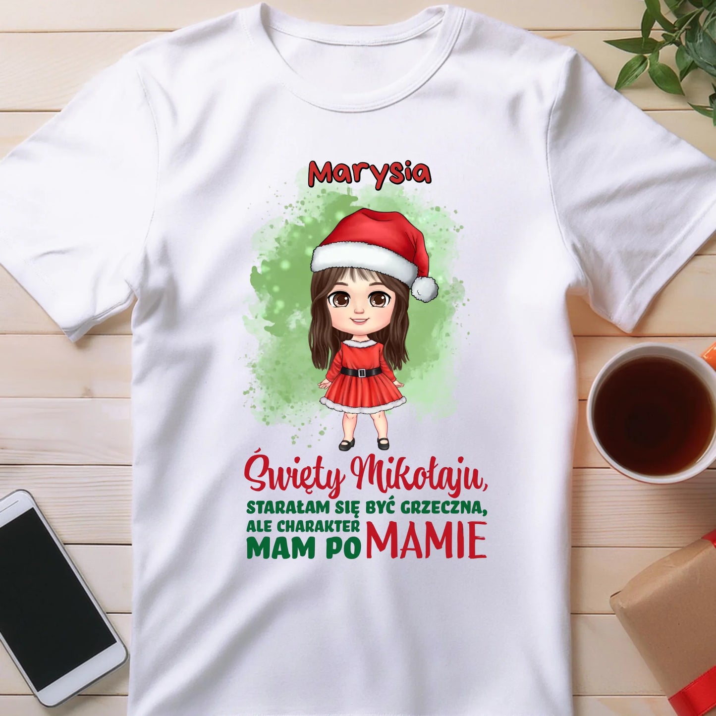 Koszulka personalizowana świąteczna dla dziewczynki #90