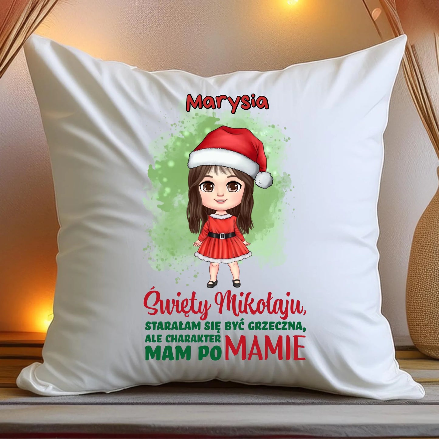Poduszka personalizowana świąteczna dla dziewczynki #90