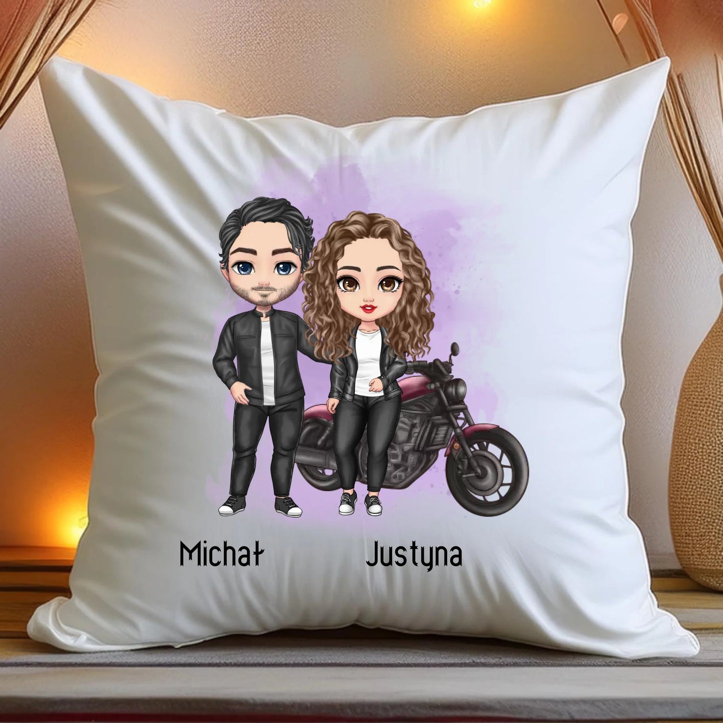 Poduszka personalizowana dla par - motocykliści #61