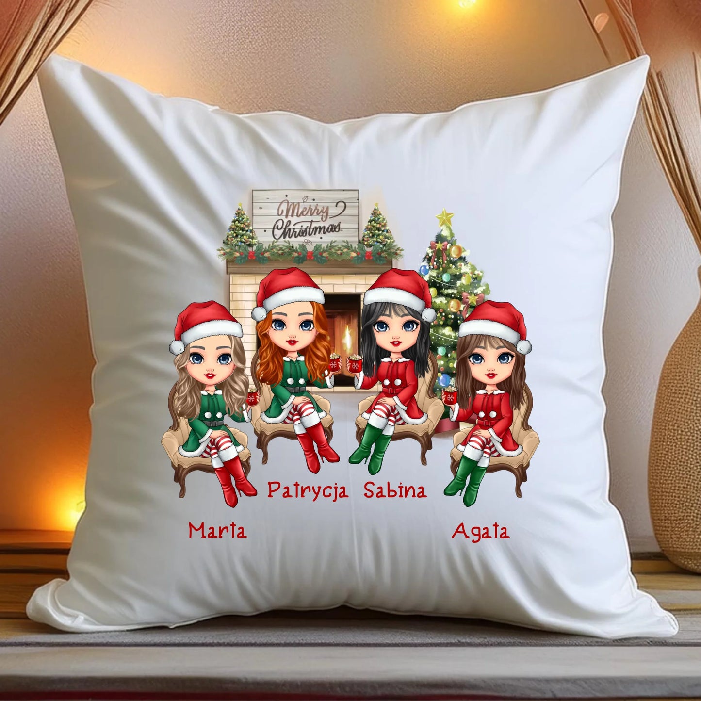 Poduszka personalizowana świąteczna dla przyjaciółek #127
