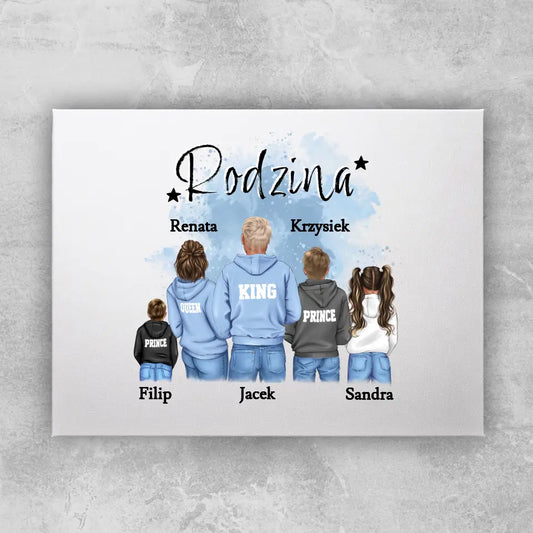 Obraz personalizowany dla całej Rodziny "Queen, King", 1-5 dzieci