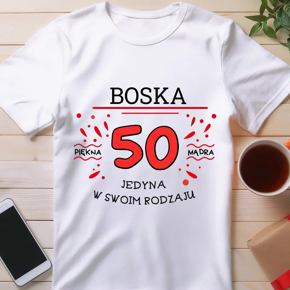 Koszulka na Urodziny "Boska 50-tka", personalizowana