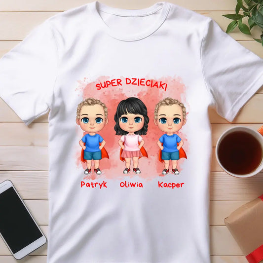 Personalizowana koszulka na Dzień Dziecka "Super Dzieciaki", 1-3 osoby