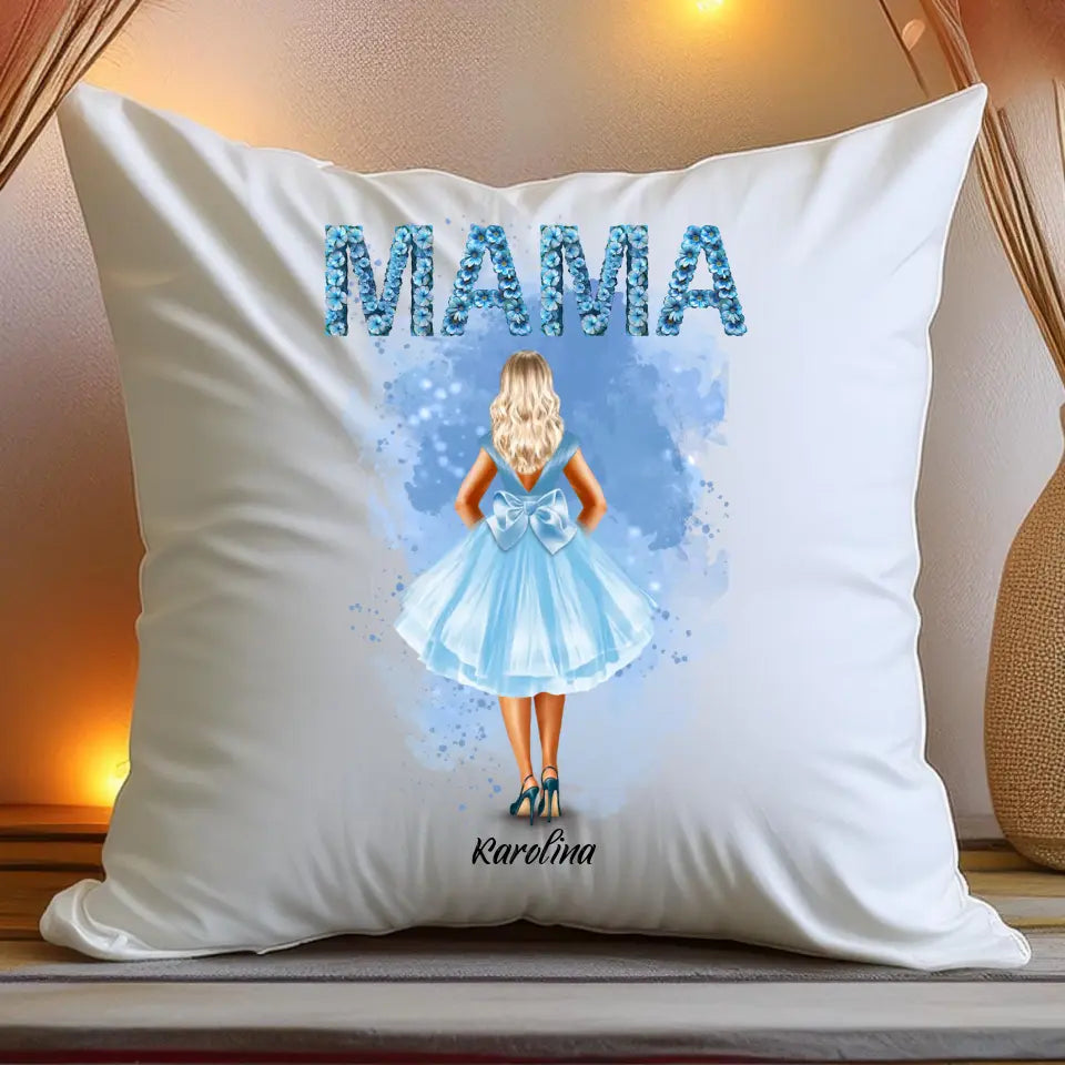 Personalizowana poduszka na Dzień Matki "Mama w sukience", z imieniem