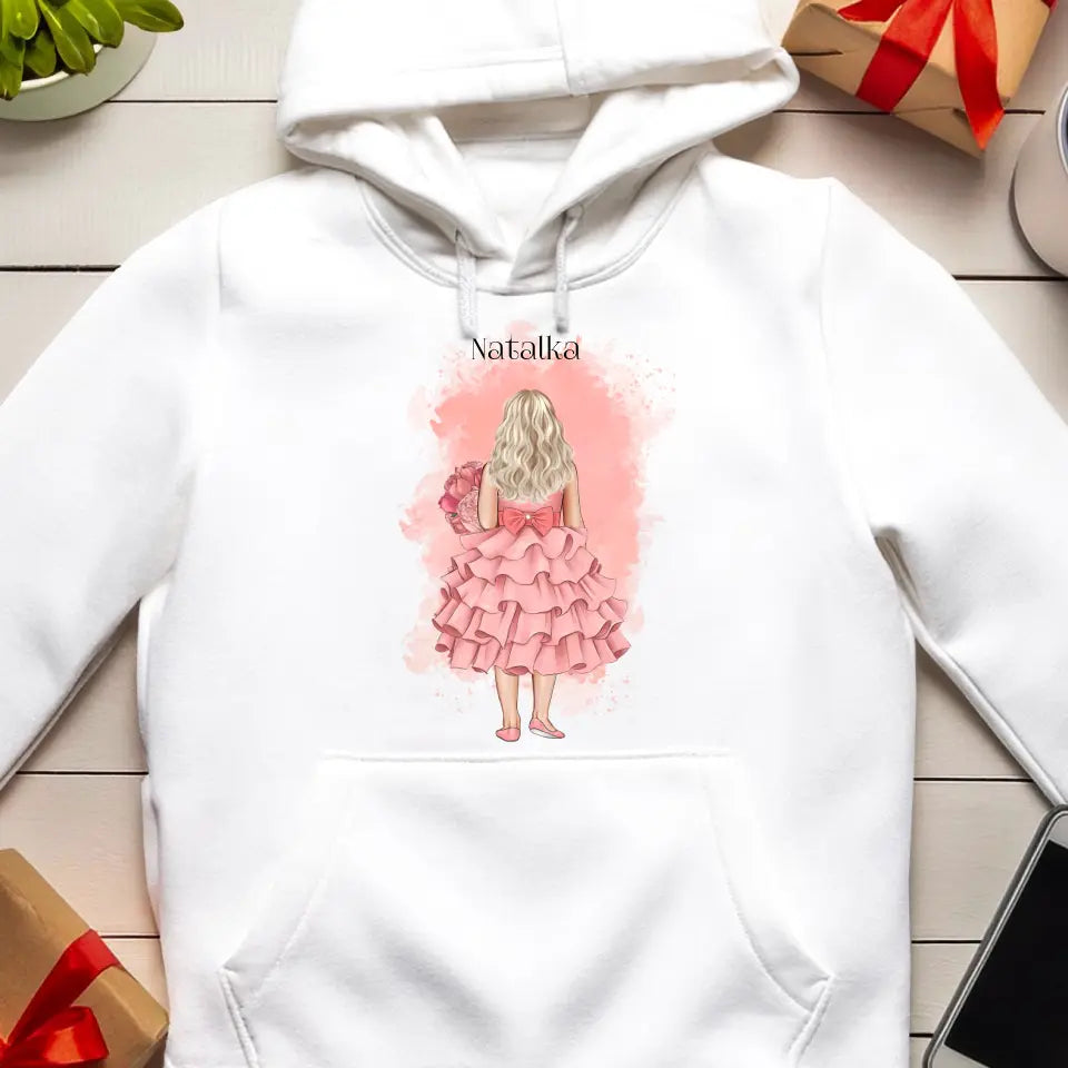 Bluza kangur dla Dziecka "Dziewczynka w sukience", personalizowana