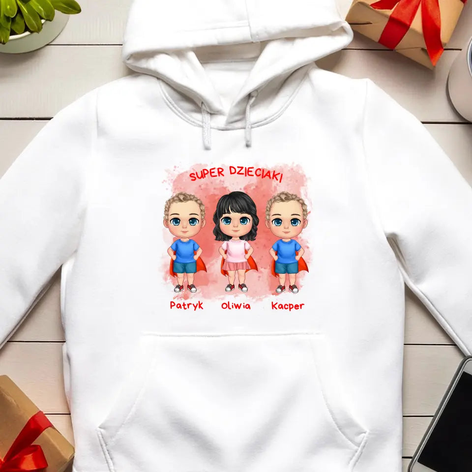 Personalizowana bluza kangur na Dzień Dziecka "Super Dzieciaki", 1-3 osoby