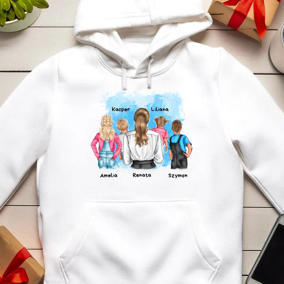 Personalizowana bluza kangur dla Mamy "Mama i dzieci", 2-5 osób