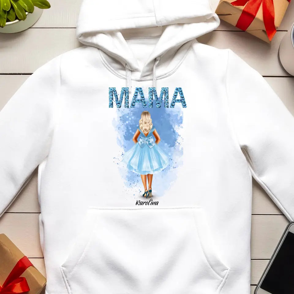 Personalizowana bluza kangur na Dzień Matki "Mama w sukience", z imieniem