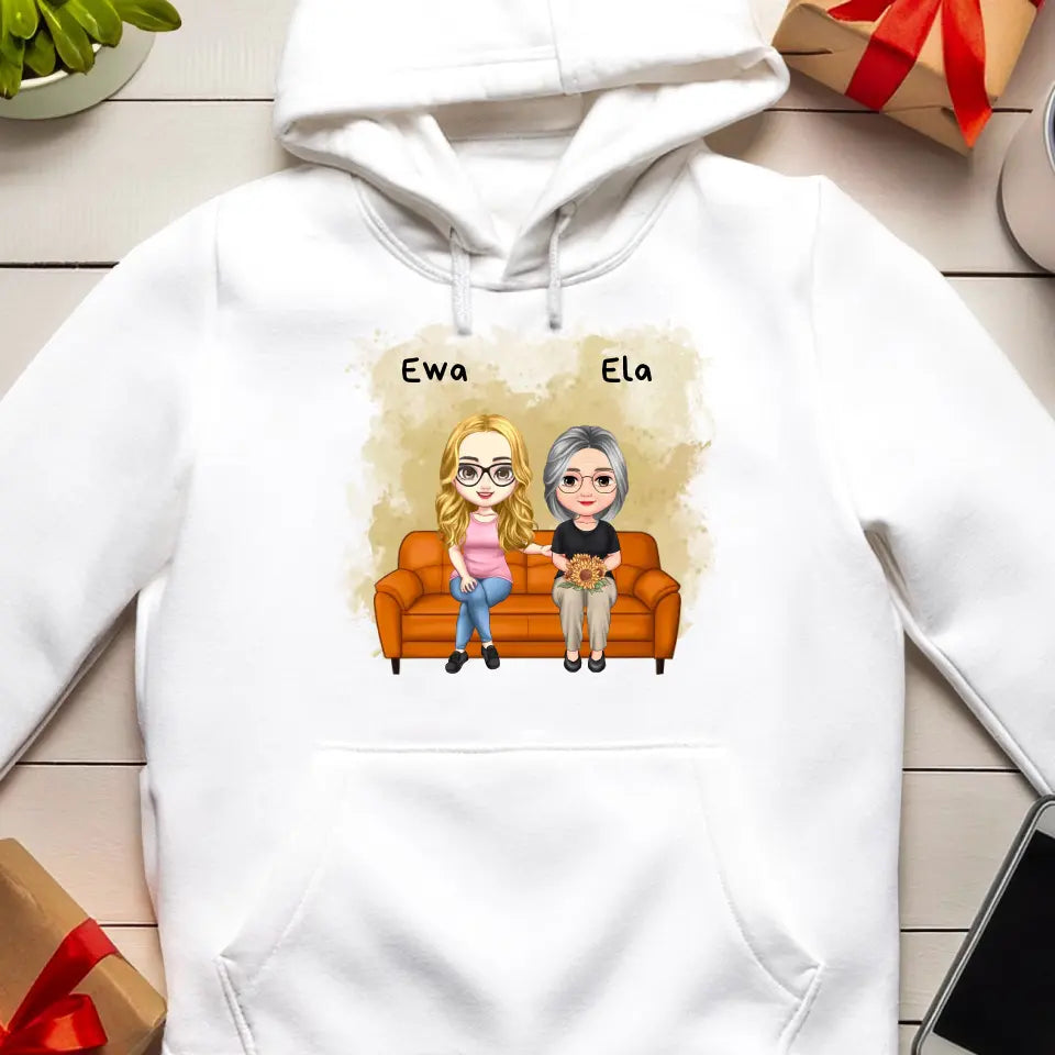 Bluza kangur na Dzień Matki "Mama z córką na kanapie"