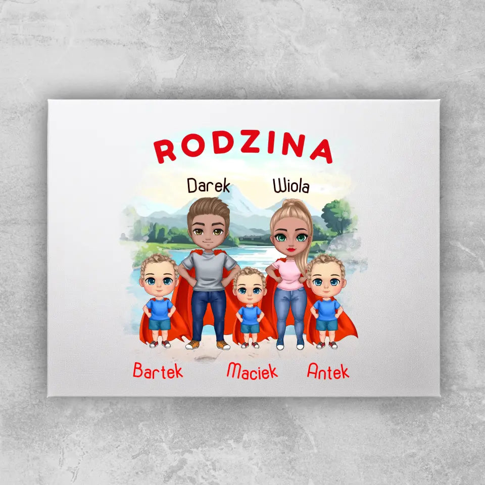 Obraz personalizowany dla Rodziny "Super Rodzina", 1-3 dzieci