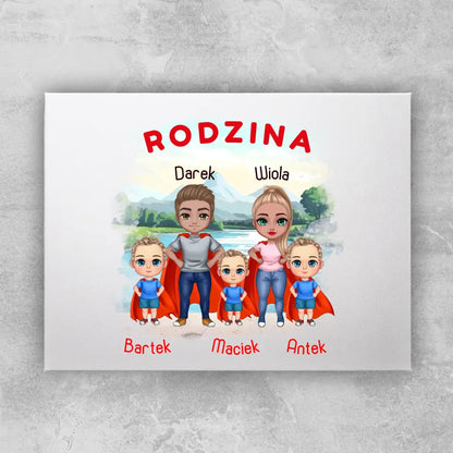 Obraz personalizowany dla Rodziny "Super Rodzina", 1-3 dzieci