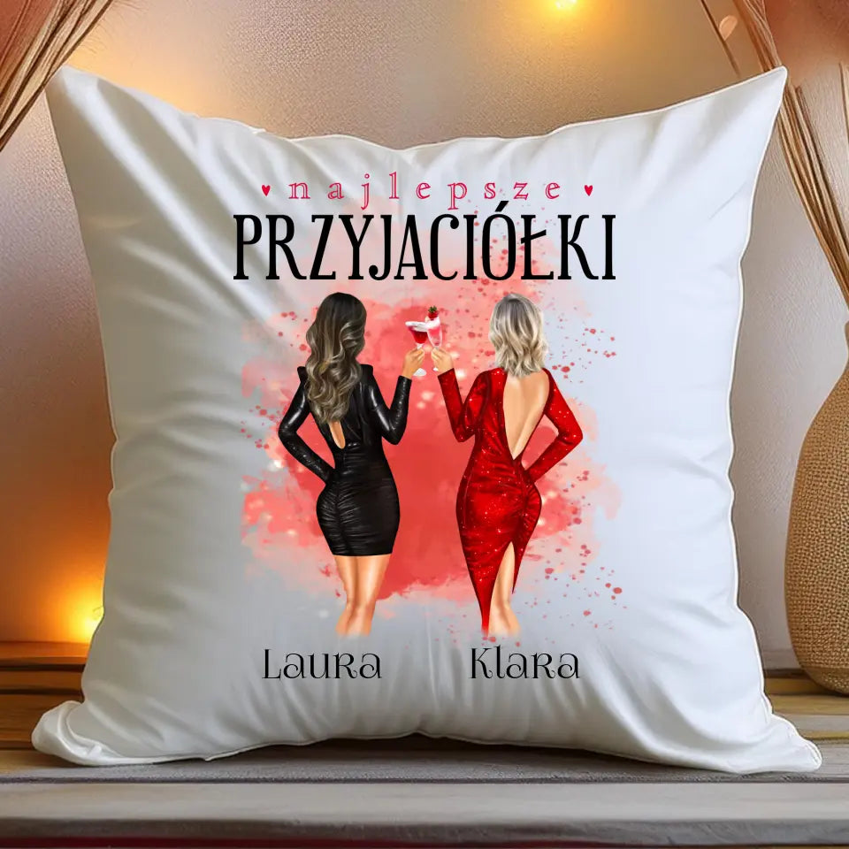 Personalizowana poduszka dla Przyjaciółek "Przyjaciółki w eleganckich strojach"